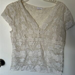Apt. 9 Cream Lace V-Neck Blouse